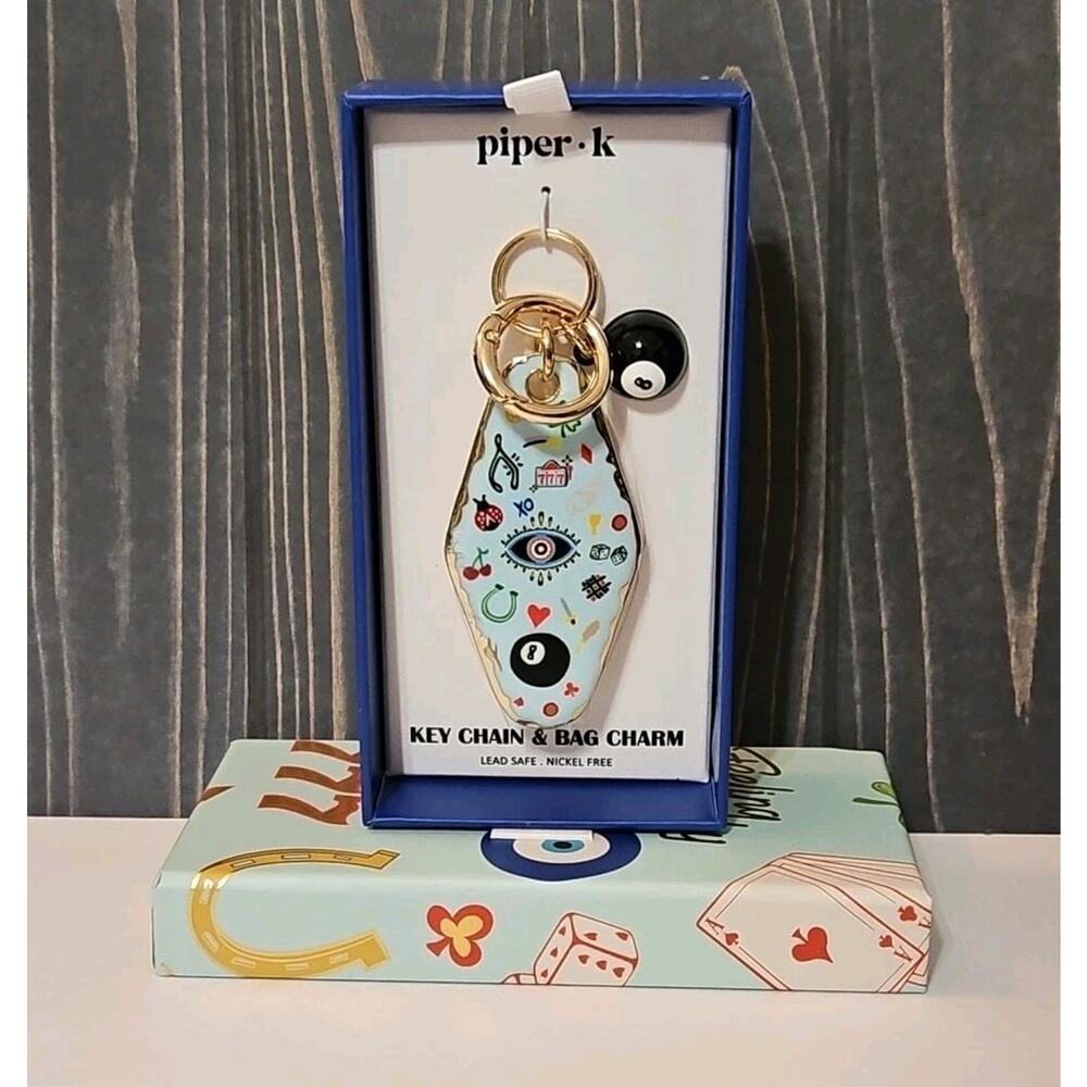 Piper K Key Chain Bag Charm Novelty Lucky Symbols 8 Ball Keychain Charm